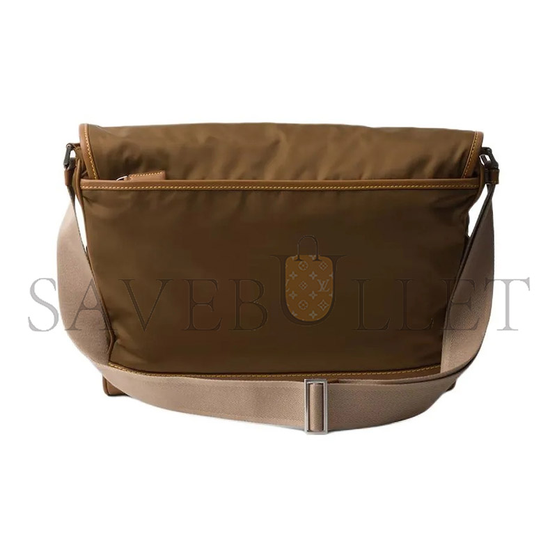 PRADA LARGE RE-NYLON AND SUEDE SHOULDER BAG 2VD052 (30*27.5*14.5cm)